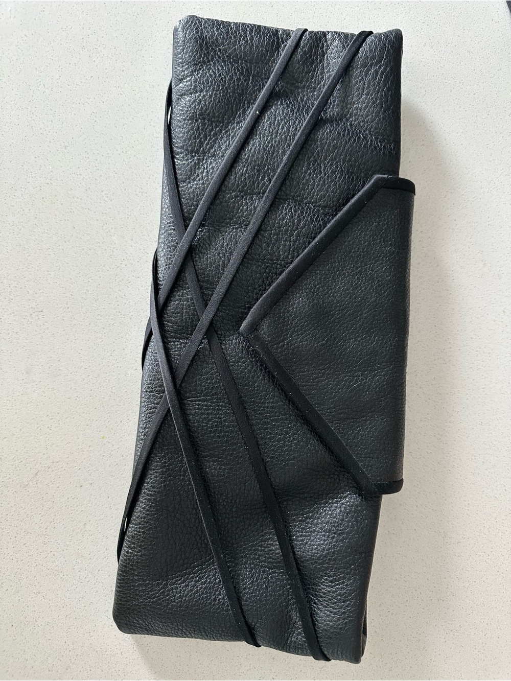 Black Leather Wrap Clutch